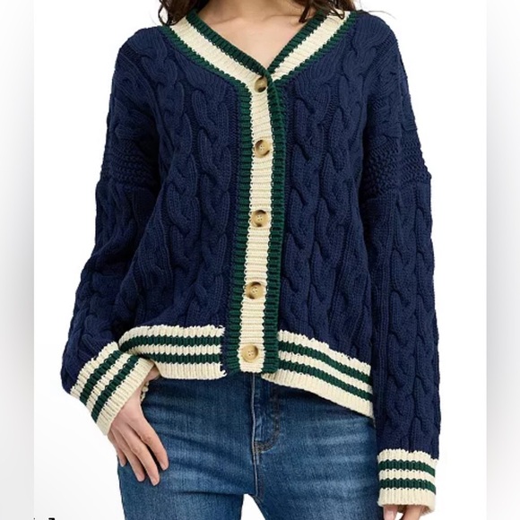 En Saison Women's Spencer Cable Knit Cardigan nwt L - Picture 1 of 6
